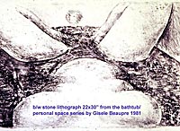 Bathtub Meditation by Gisele Beaupre 1981 (Stone Lithograph)