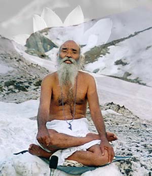 Swami Shyam on the mountain speaking to his disciples. Photographer unknown